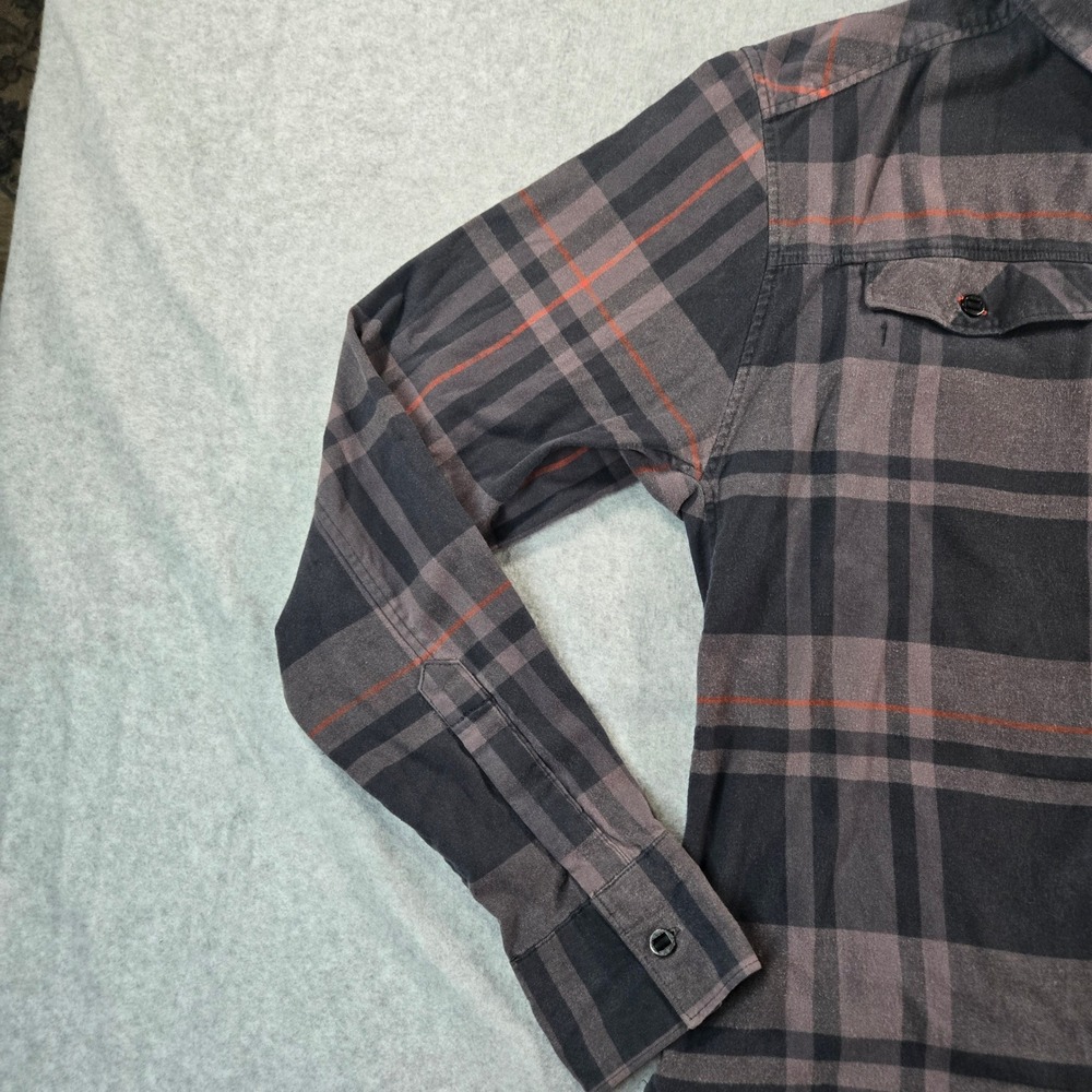 Black Diamond Mens Plaid Flannel Button Down Shirt Grey Black Orange Medium - Picture 13 of 16